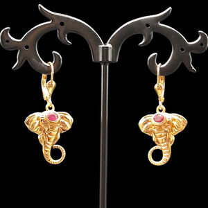 African Ruby 0.55 ctw Lever Back Earrings 18K YG Vermeil